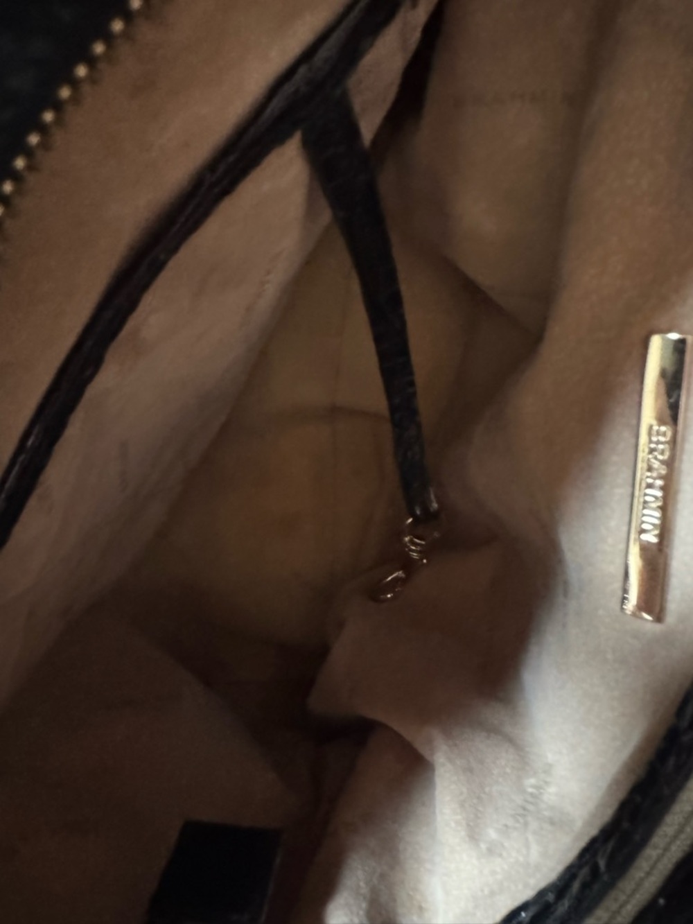 Brahmin Black Croc-Embossed Patent Leather Melbourne Satchel with Gold Accent - Picture 5 of 7